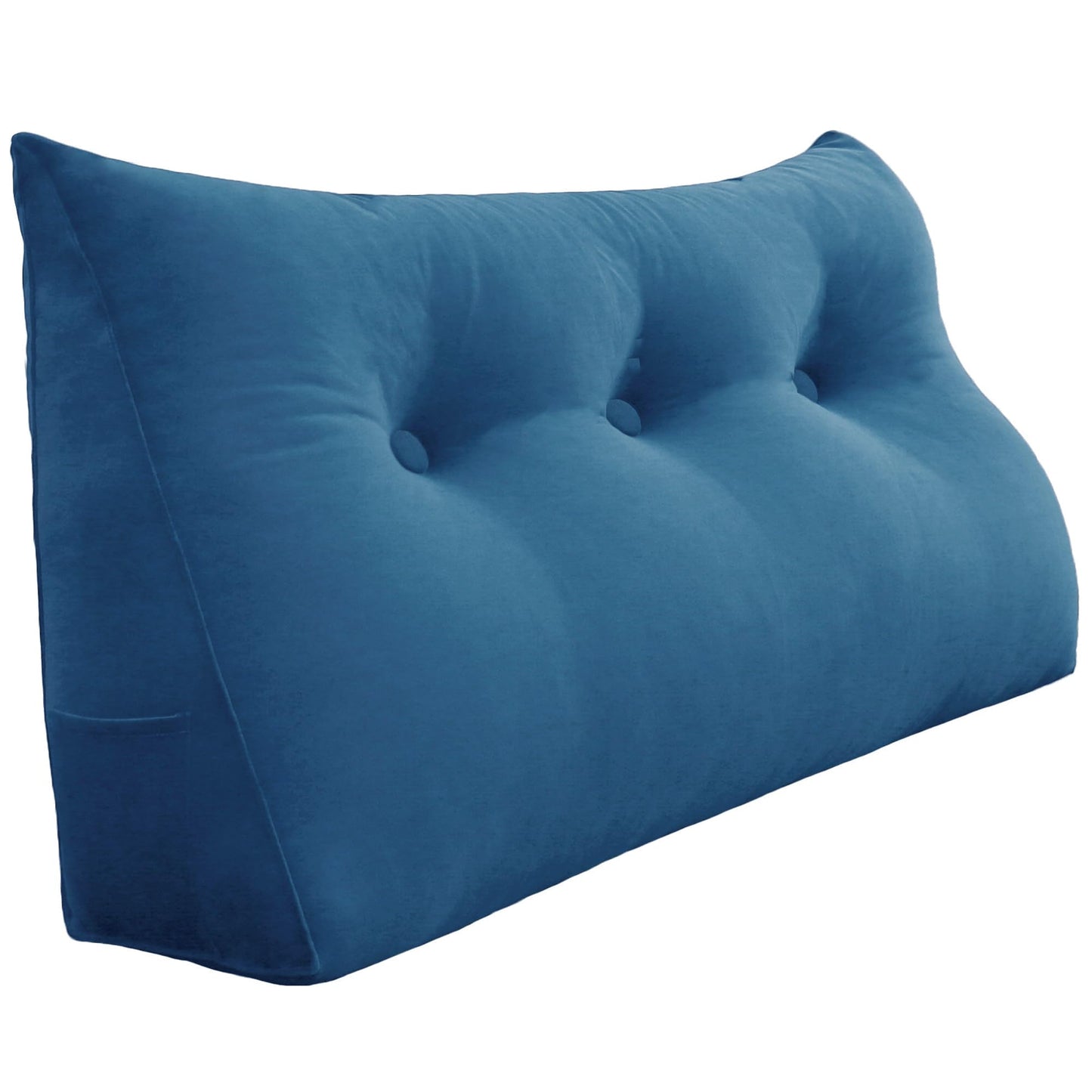 11 lbs Thickened Queen Headboard Pillow for Sitting Up in Bed, Back Support Reading Pillow with Side Pocket and Velvet Removable Cover, Triangular Large Wedge Headboard Pillow