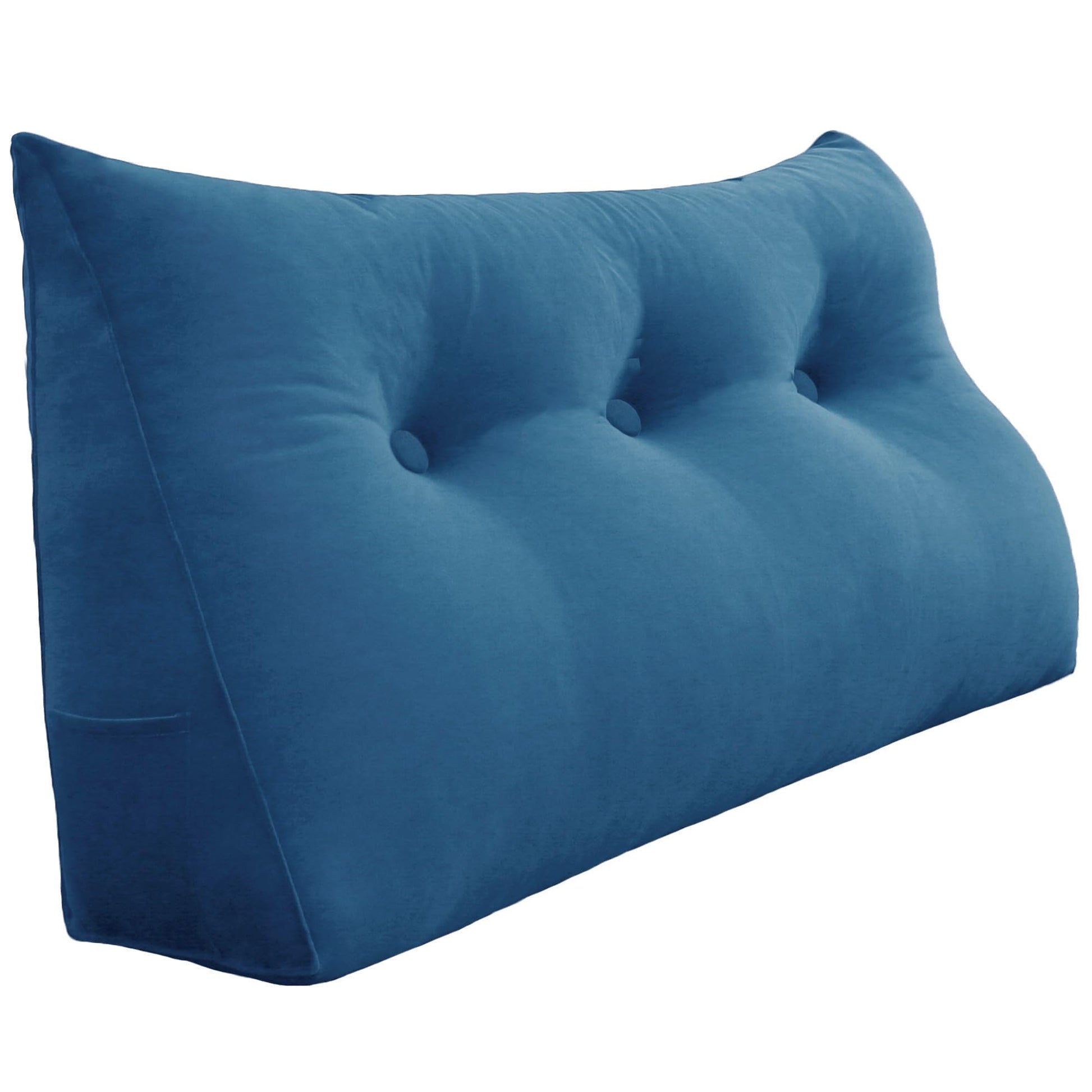 11 lbs Thickened Queen Headboard Pillow for Sitting Up in Bed, Back Support Reading Pillow with Side Pocket and Velvet Removable Cover, Triangular Large Wedge Headboard Pillow