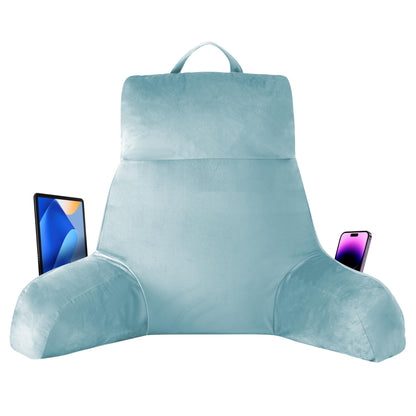 Back Pillow for Bed Sitting up, Reading Pillow for Sitting in Bed Adult, Back Support Pillow, Memory Foam Sit up Lounge Backrest Pillow with Arms for TV, Couch, Chair, Dorm, 18 Inch, Grey