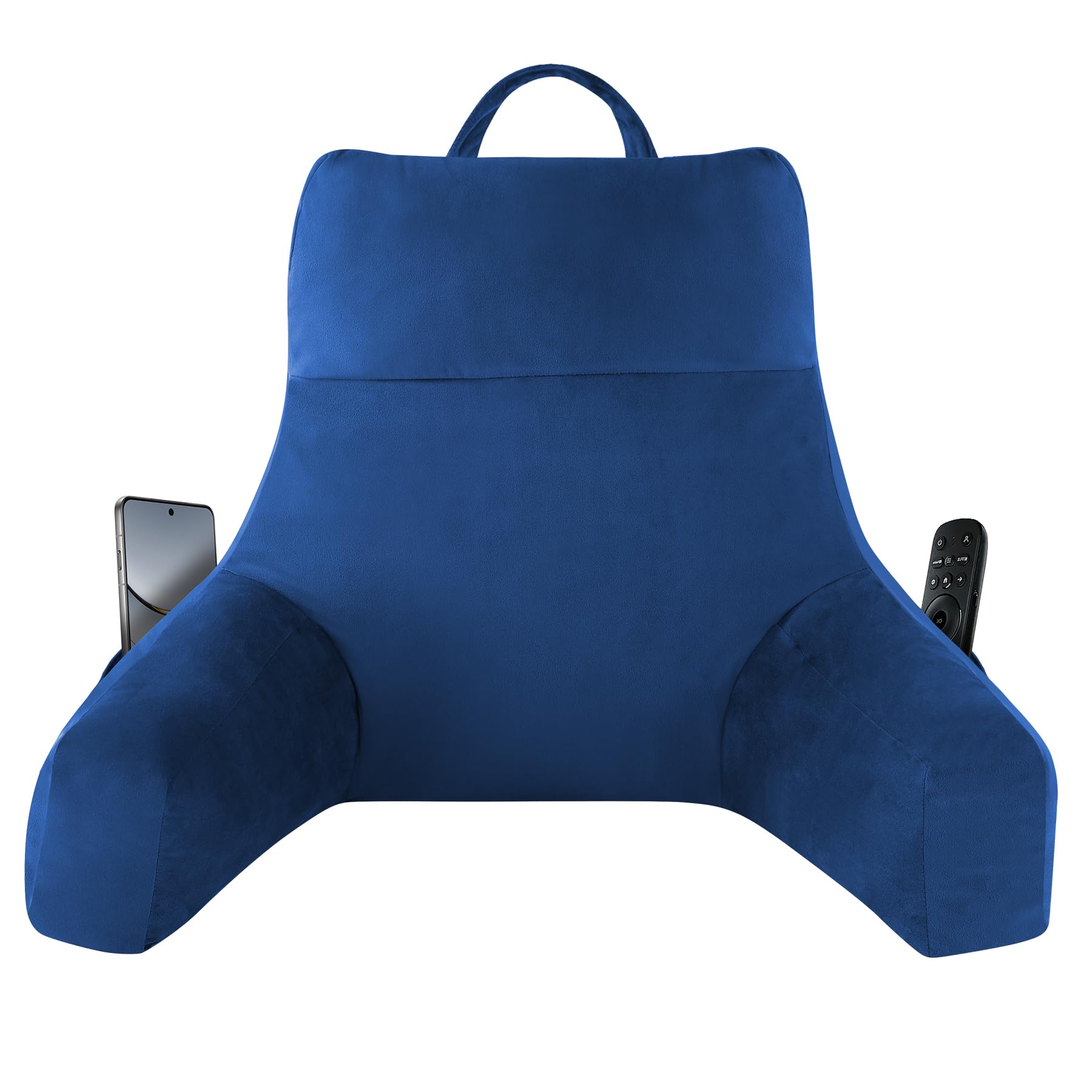 Back Pillow for Bed Sitting up, Reading Pillow for Sitting in Bed Adult, Back Support Pillow, Memory Foam Sit up Lounge Backrest Pillow with Arms for TV, Couch, Chair, Dorm, 18 Inch, Grey