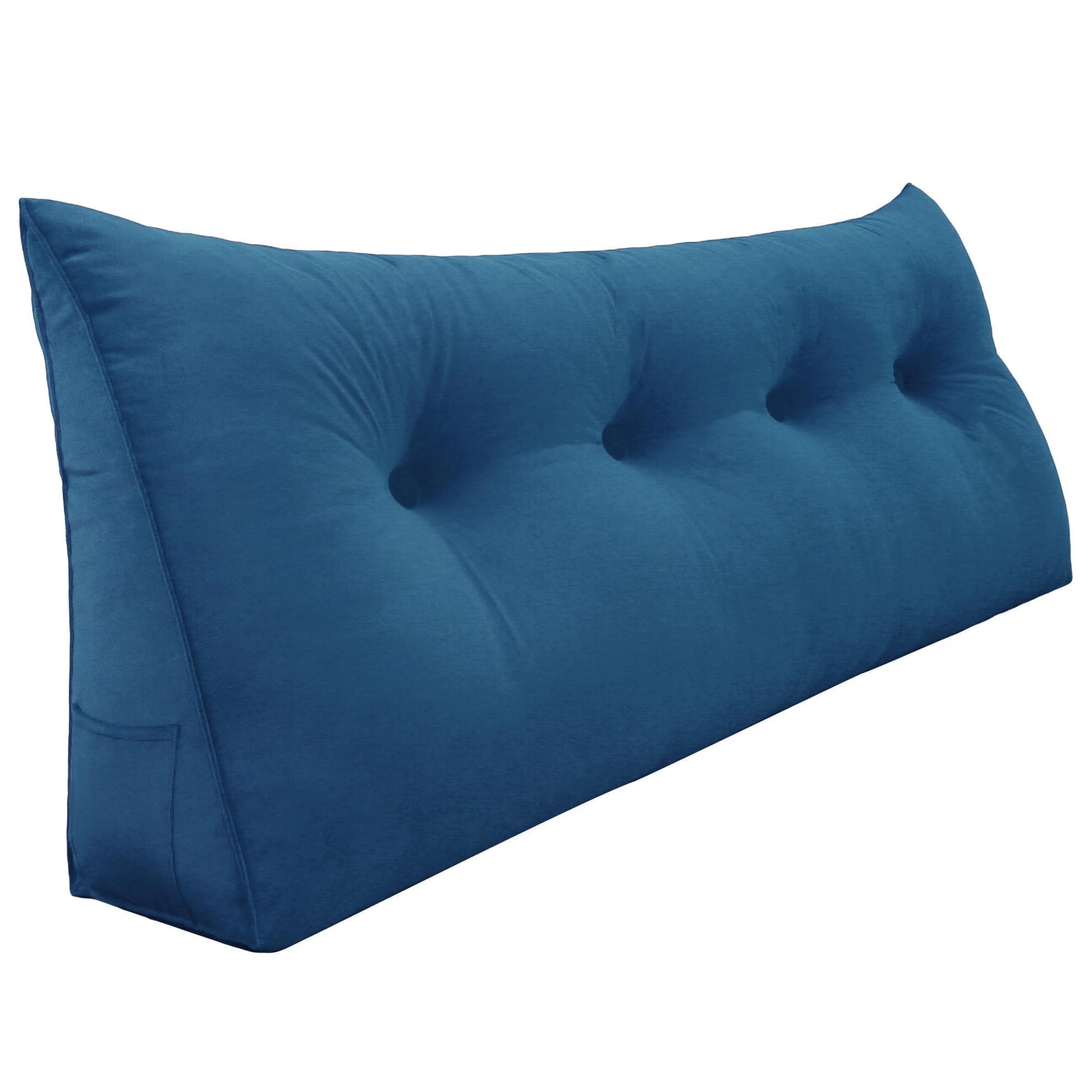 11 lbs Thickened Queen Headboard Pillow for Sitting Up in Bed, Back Support Reading Pillow with Side Pocket and Velvet Removable Cover, Triangular Large Wedge Headboard Pillow