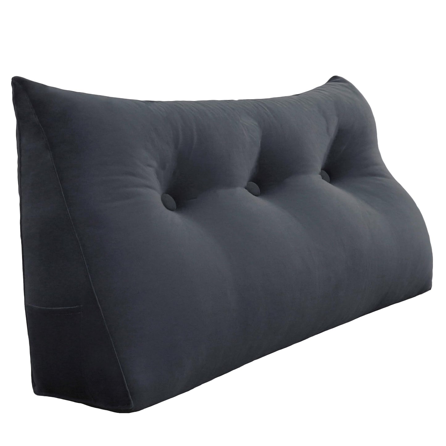 11 lbs Thickened Queen Headboard Pillow for Sitting Up in Bed, Back Support Reading Pillow with Side Pocket and Velvet Removable Cover, Triangular Large Wedge Headboard Pillow