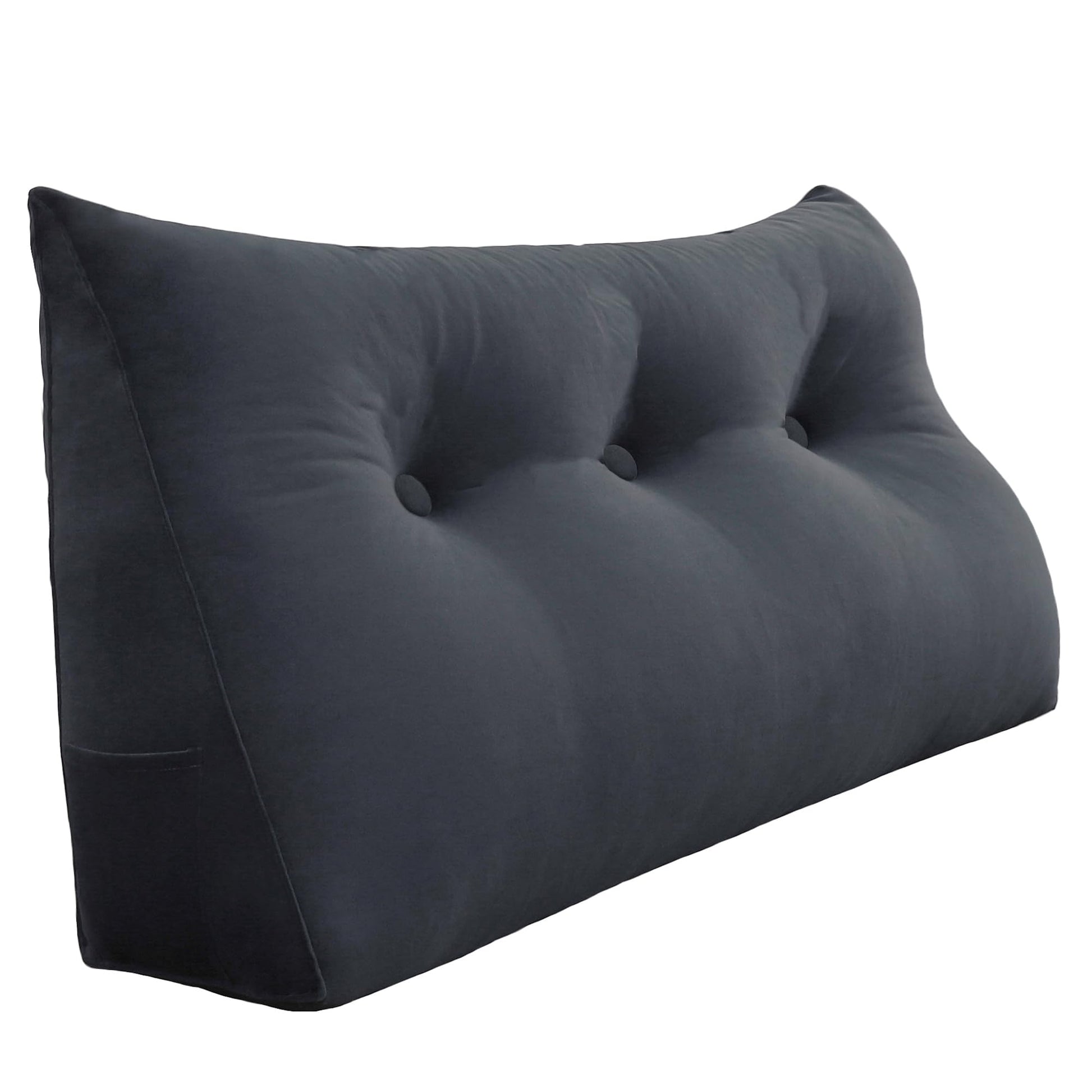 11 lbs Thickened Queen Headboard Pillow for Sitting Up in Bed, Back Support Reading Pillow with Side Pocket and Velvet Removable Cover, Triangular Large Wedge Headboard Pillow