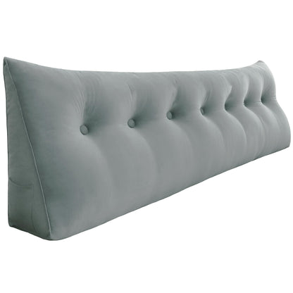 11 lbs Thickened Queen Headboard Pillow for Sitting Up in Bed, Back Support Reading Pillow with Side Pocket and Velvet Removable Cover, Triangular Large Wedge Headboard Pillow