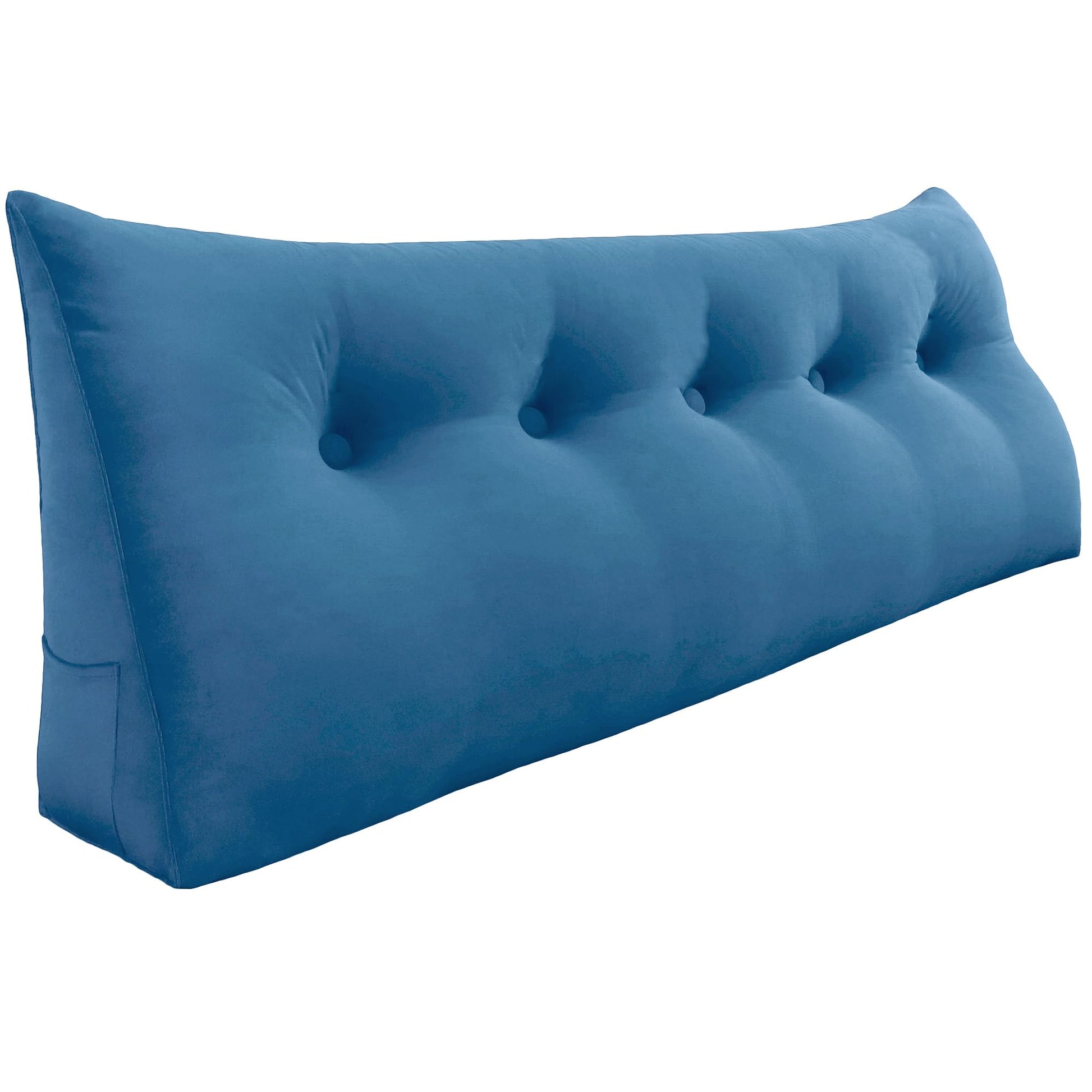 11 lbs Thickened Queen Headboard Pillow for Sitting Up in Bed, Back Support Reading Pillow with Side Pocket and Velvet Removable Cover, Triangular Large Wedge Headboard Pillow