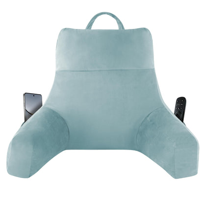 Back Pillow for Bed Sitting up, Reading Pillow for Sitting in Bed Adult, Back Support Pillow, Memory Foam Sit up Lounge Backrest Pillow with Arms for TV, Couch, Chair, Dorm, 18 Inch, Grey