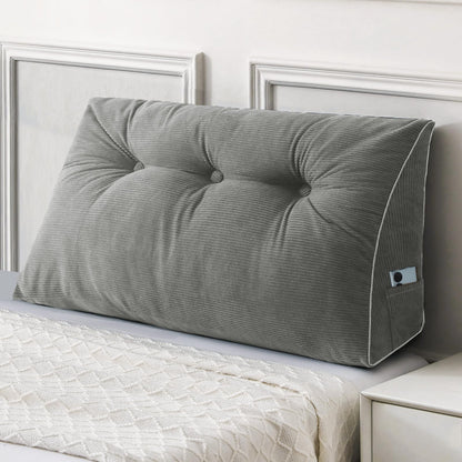 Sasttie Headboard Pillow Queen, Triangular Wedge Pillow Headboard, Wedge Headboard Pillow for Bed Sofa, Daybed Pillows for Sitting up, Reading or Working with Removable Cover, Dark Grey