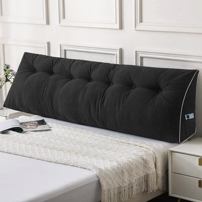 Sasttie Headboard Pillow Queen, Triangular Wedge Pillow Headboard, Wedge Headboard Pillow for Bed Sofa, Daybed Pillows for Sitting up, Reading or Working with Removable Cover, Dark Grey