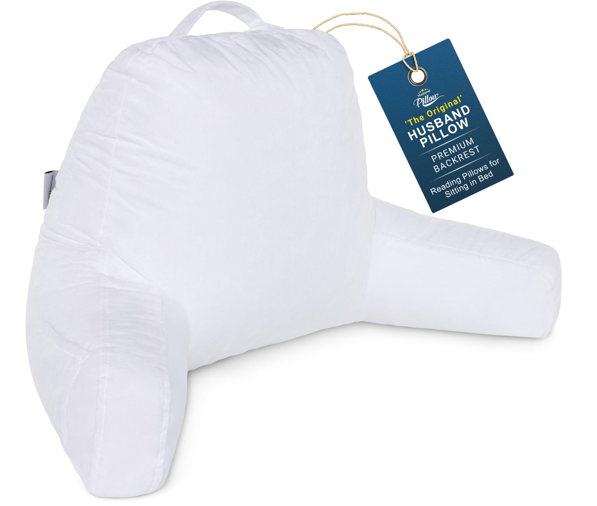 Husband Pillow XXL The Original for Adults - 30" Tall Backrest for Sitting Up in Bed - Firm Support Reading & Bed Rest Pillows for Adults, Neck Roll, Removable Cover - TV - Dark Grey