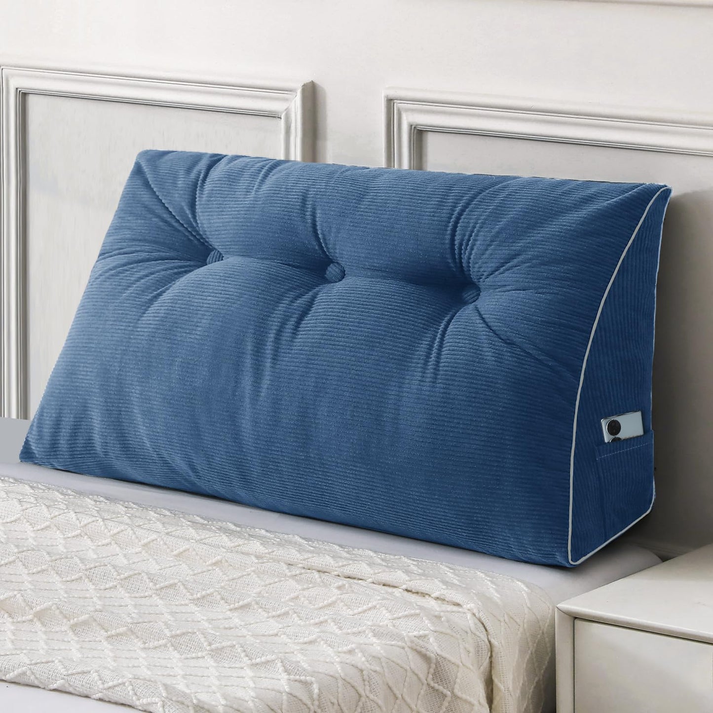 Sasttie Headboard Pillow Queen, Triangular Wedge Pillow Headboard, Wedge Headboard Pillow for Bed Sofa, Daybed Pillows for Sitting up, Reading or Working with Removable Cover, Dark Grey