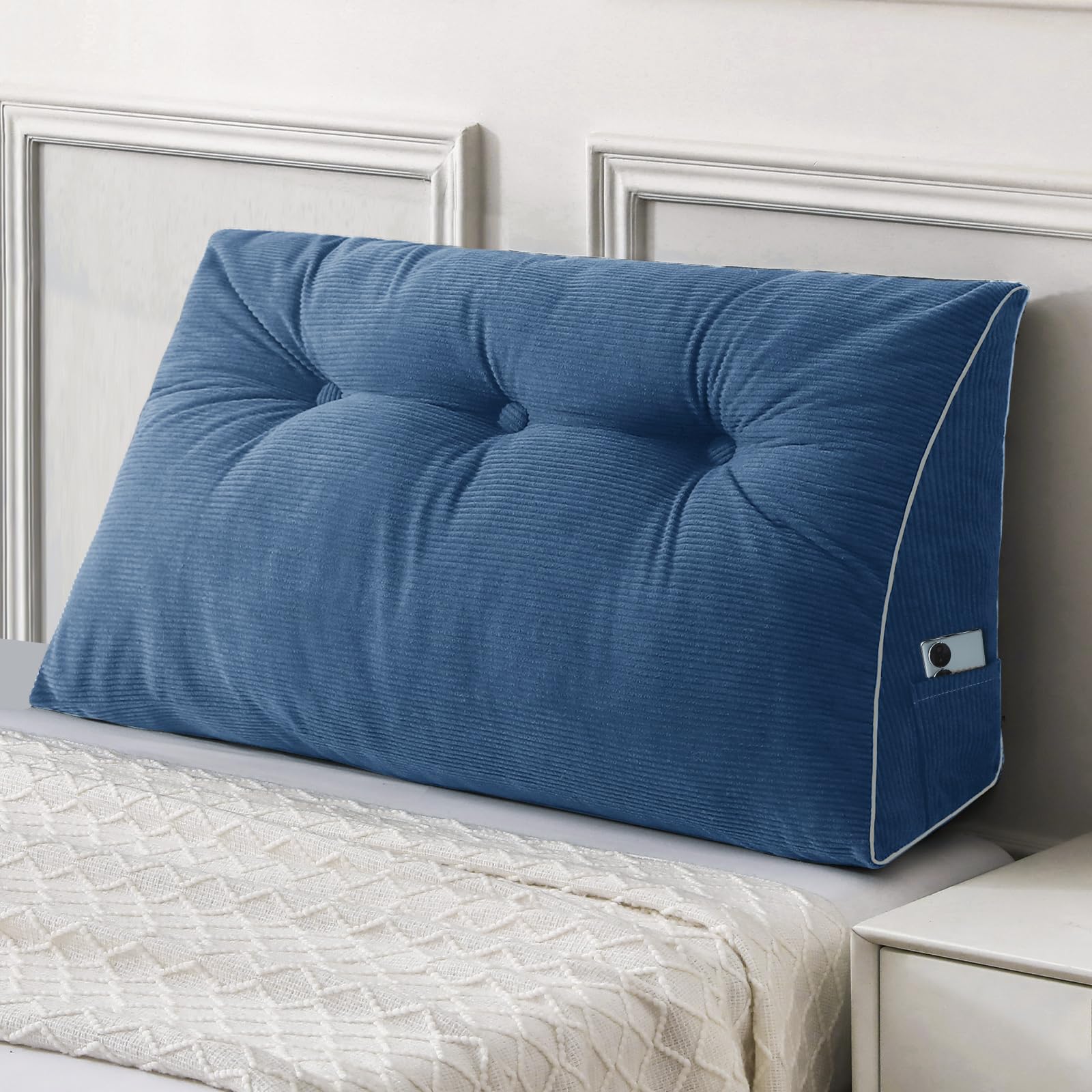 Sasttie Headboard Pillow Queen, Triangular Wedge Pillow Headboard, Wedge Headboard Pillow for Bed Sofa, Daybed Pillows for Sitting up, Reading or Working with Removable Cover, Dark Grey