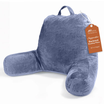 Sasttie Reading Pillows for Sitting in Bed Adult, Velvet Back Pillow Bed Sitting Up, Back-Rest Support Cushion for Sit Up on Couch, Sofa, and Floor, Dorm Essentials, Oeko-Tex Certified, Dark Grey