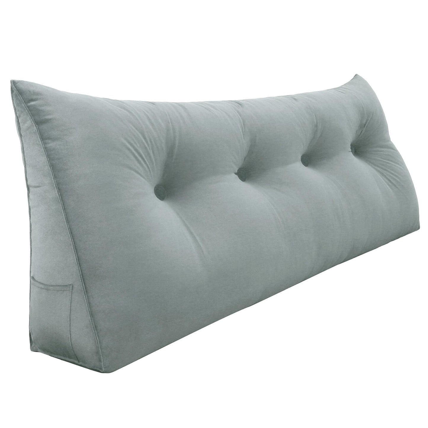11 lbs Thickened Queen Headboard Pillow for Sitting Up in Bed, Back Support Reading Pillow with Side Pocket and Velvet Removable Cover, Triangular Large Wedge Headboard Pillow