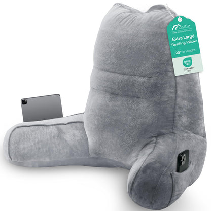 Sasttie Reading Pillows for Sitting in Bed Adult, Velvet Back Pillow Bed Sitting Up, Back-Rest Support Cushion for Sit Up on Couch, Sofa, and Floor, Dorm Essentials, Oeko-Tex Certified, Dark Grey