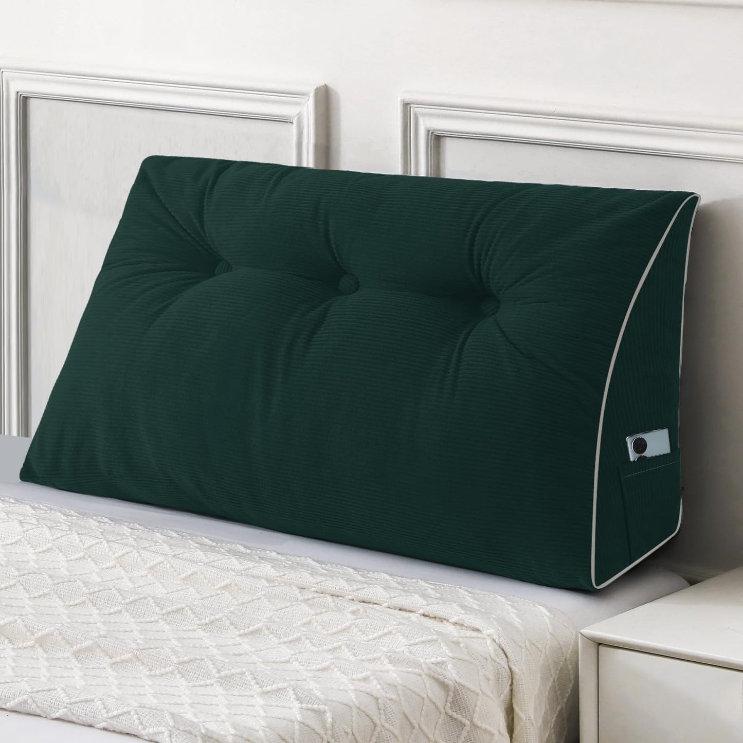 Sasttie Headboard Pillow Queen, Triangular Wedge Pillow Headboard, Wedge Headboard Pillow for Bed Sofa, Daybed Pillows for Sitting up, Reading or Working with Removable Cover, Dark Grey