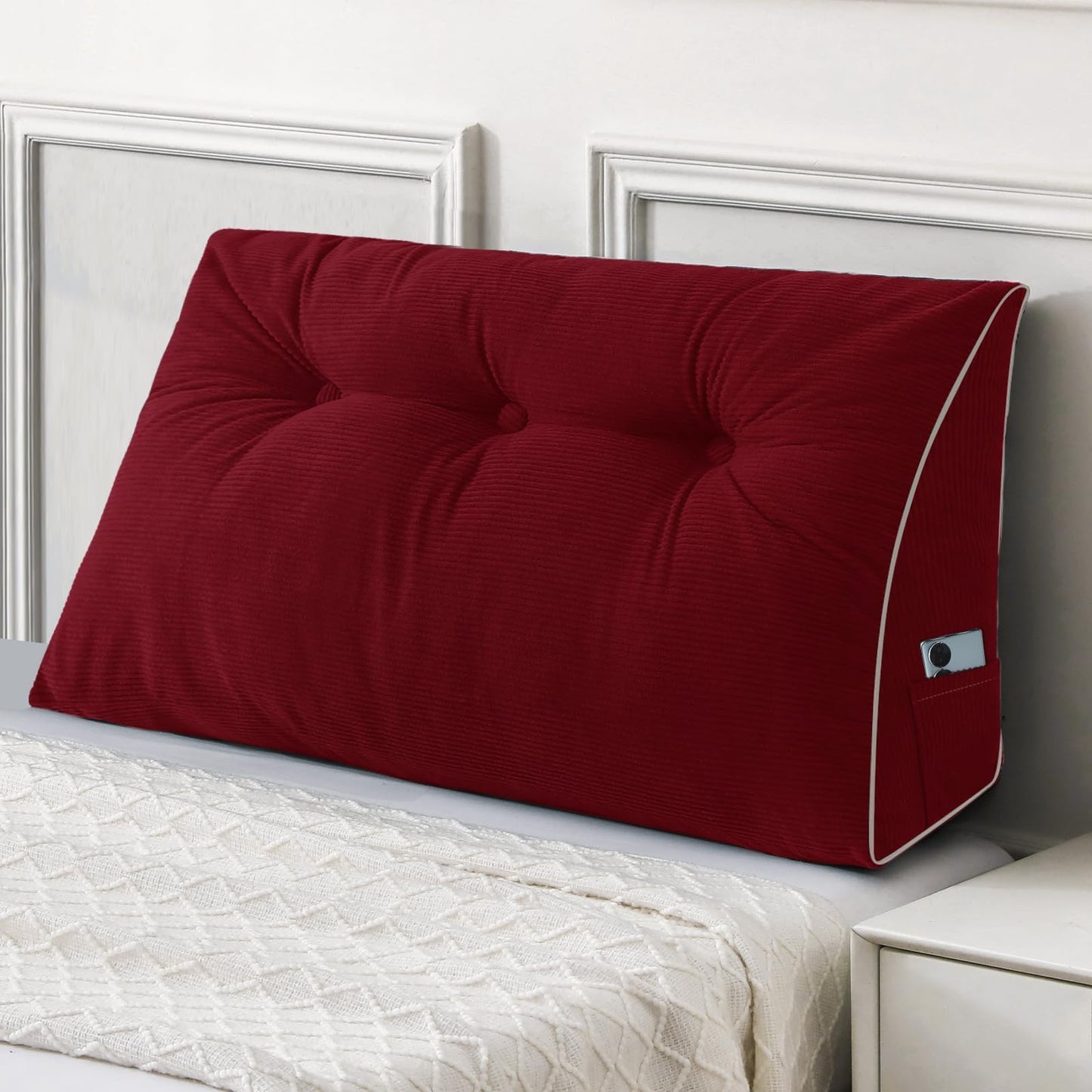 Sasttie Headboard Pillow Queen, Triangular Wedge Pillow Headboard, Wedge Headboard Pillow for Bed Sofa, Daybed Pillows for Sitting up, Reading or Working with Removable Cover, Dark Grey