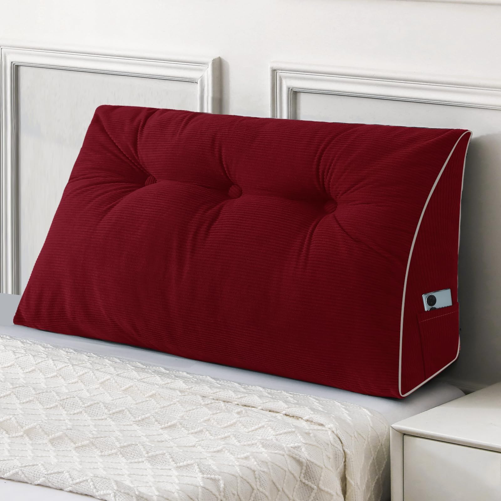 Sasttie Headboard Pillow Queen, Triangular Wedge Pillow Headboard, Wedge Headboard Pillow for Bed Sofa, Daybed Pillows for Sitting up, Reading or Working with Removable Cover, Dark Grey