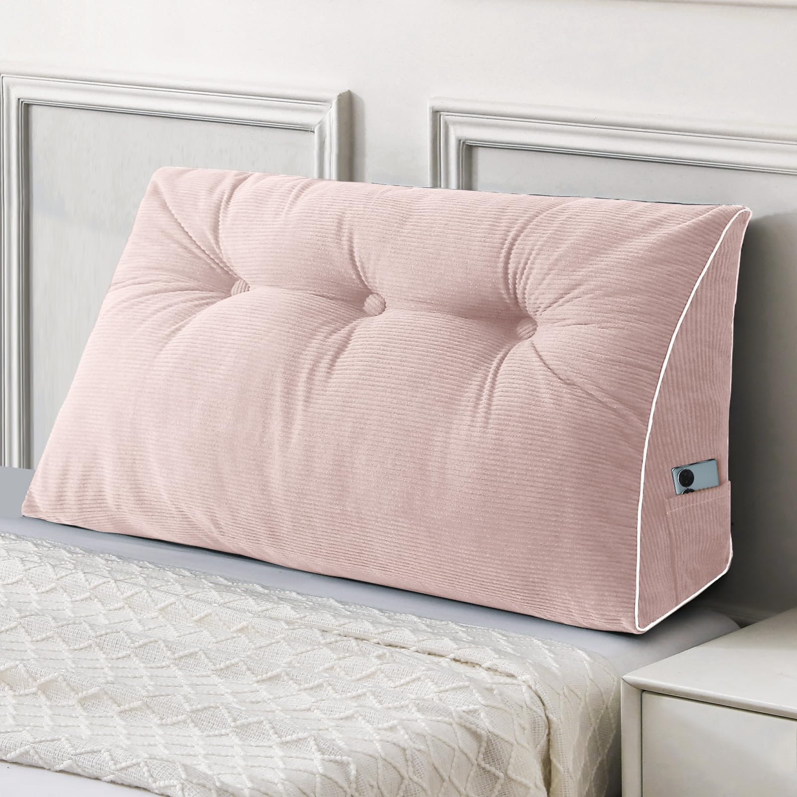 Sasttie Headboard Pillow Queen, Triangular Wedge Pillow Headboard, Wedge Headboard Pillow for Bed Sofa, Daybed Pillows for Sitting up, Reading or Working with Removable Cover, Dark Grey