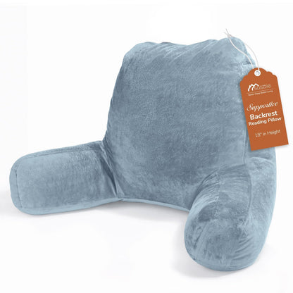 Sasttie Reading Pillows for Sitting in Bed Adult, Velvet Back Pillow Bed Sitting Up, Back-Rest Support Cushion for Sit Up on Couch, Sofa, and Floor, Dorm Essentials, Oeko-Tex Certified, Dark Grey