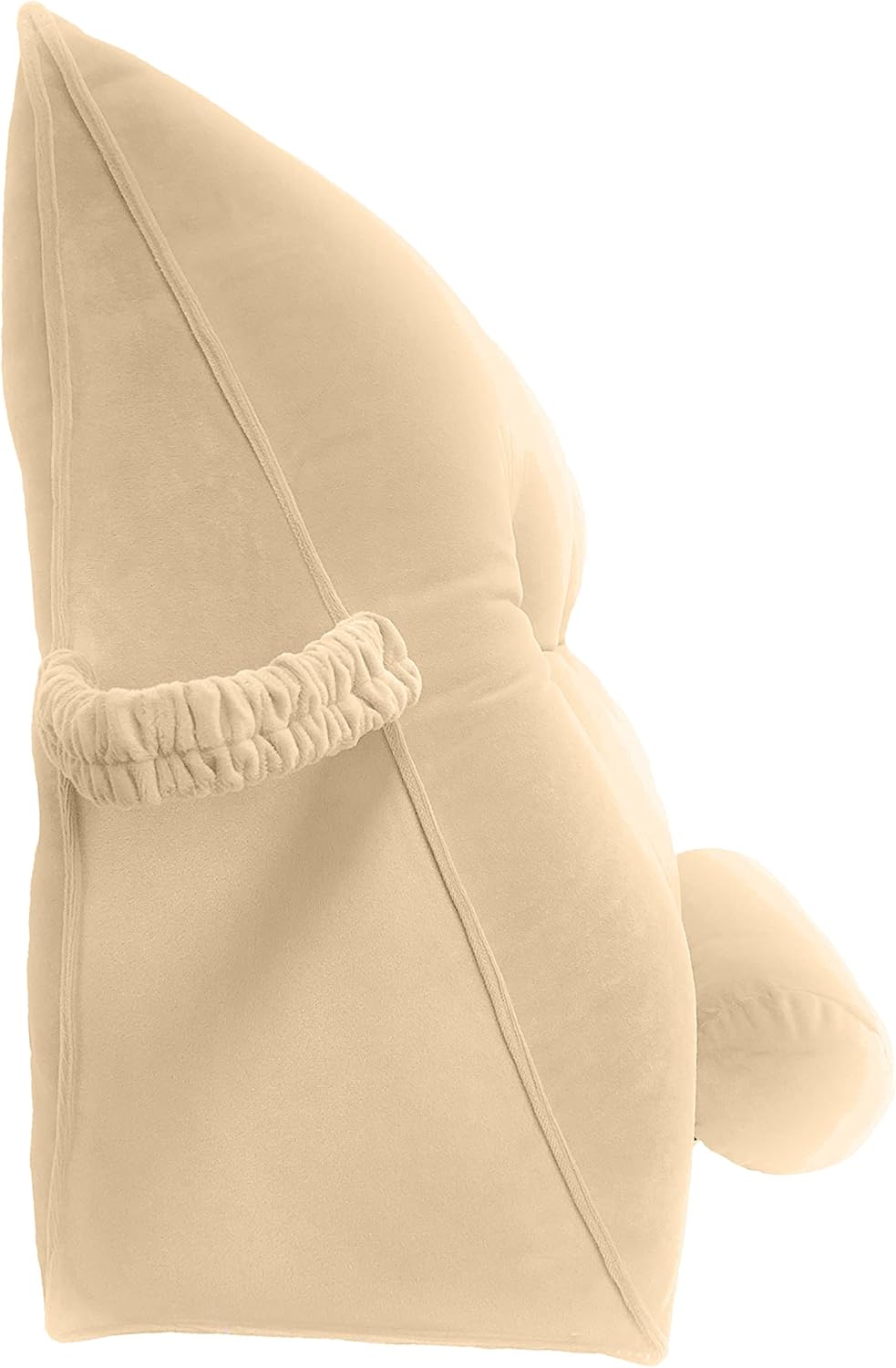 Triangular Reading Bed Rest Pillow Large Bolster Cushion Headboard Backrest Wedge Pillow with Two Detachable Roll Pillows for Neck & Lumbar Support (Beige, Queen: 59 x 8 x 20 inches)