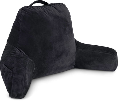 Husband Pillow XXL The Original for Adults - 30" Tall Backrest for Sitting Up in Bed - Firm Support Reading & Bed Rest Pillows for Adults, Neck Roll, Removable Cover - TV - Dark Grey