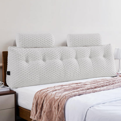 Wedge Headboard Pillow Queen- Bed Wedge Pillow for Headboard Triangular Headboard Pillow with Neck Roll Pillow-Large Bolster for Sitting in Bed Backrest Positioning Support (Grey,59x8x20 Inches)