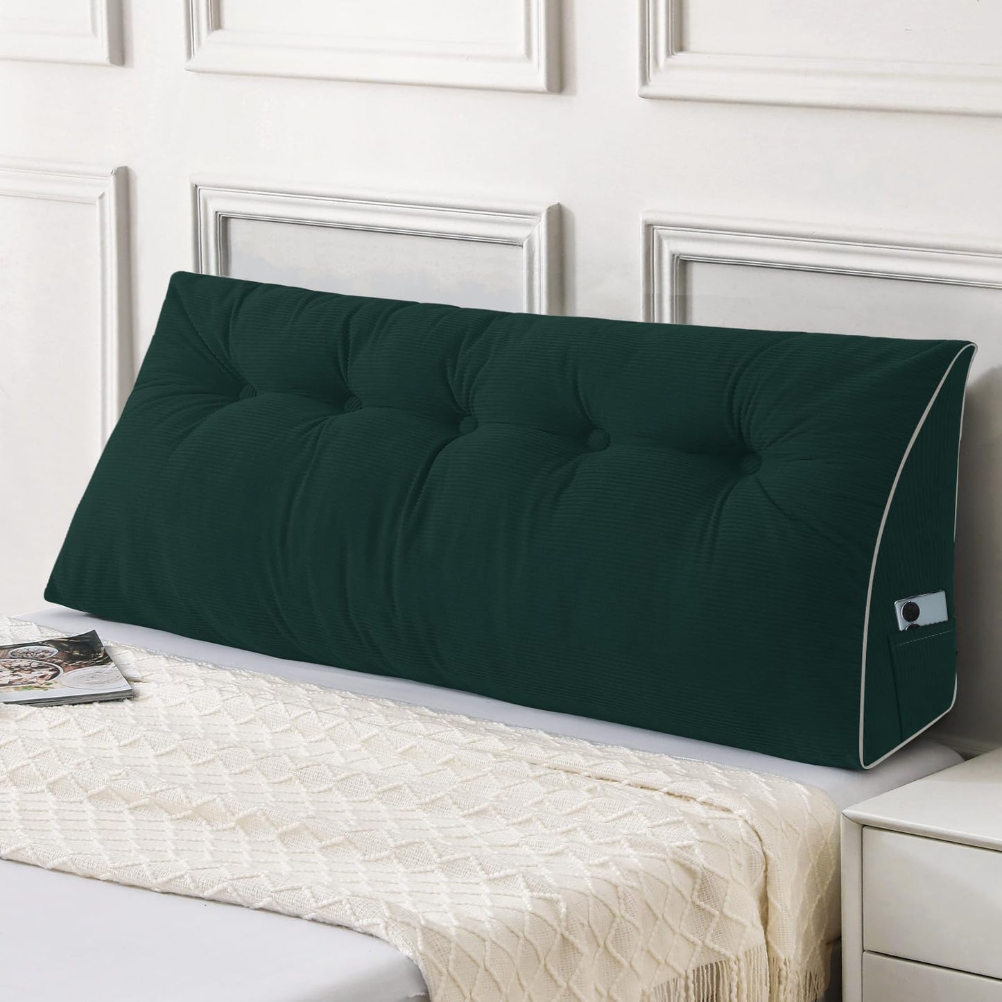 Sasttie Headboard Pillow Queen, Triangular Wedge Pillow Headboard, Wedge Headboard Pillow for Bed Sofa, Daybed Pillows for Sitting up, Reading or Working with Removable Cover, Dark Grey