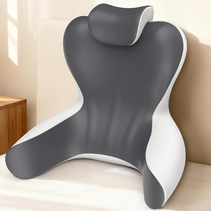 Reading Pillow for Sitting in Bed, 22”H Back Pillow for Sitting Up,Lumbar Rest & Neck Support Bed Pillows,Backrest Bed Chair with Arms for Reclining,Gaming,Resting,Watching TV in Couch or Floor