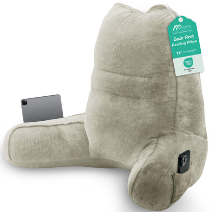 Sasttie Reading Pillows for Sitting in Bed Adult, Velvet Back Pillow Bed Sitting Up, Back-Rest Support Cushion for Sit Up on Couch, Sofa, and Floor, Dorm Essentials, Oeko-Tex Certified, Dark Grey