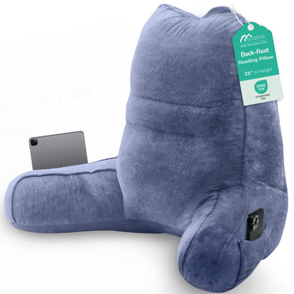 Sasttie Reading Pillows for Sitting in Bed Adult, Velvet Back Pillow Bed Sitting Up, Back-Rest Support Cushion for Sit Up on Couch, Sofa, and Floor, Dorm Essentials, Oeko-Tex Certified, Dark Grey