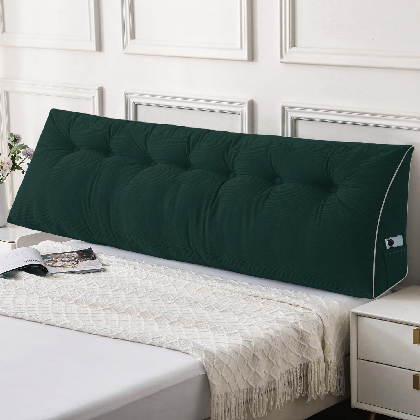 Sasttie Headboard Pillow Queen, Triangular Wedge Pillow Headboard, Wedge Headboard Pillow for Bed Sofa, Daybed Pillows for Sitting up, Reading or Working with Removable Cover, Dark Grey