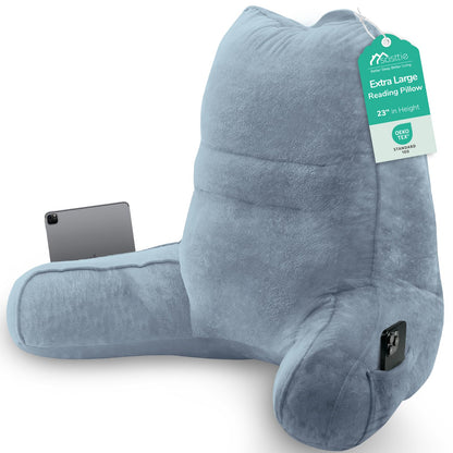 Sasttie Reading Pillows for Sitting in Bed Adult, Velvet Back Pillow Bed Sitting Up, Back-Rest Support Cushion for Sit Up on Couch, Sofa, and Floor, Dorm Essentials, Oeko-Tex Certified, Dark Grey
