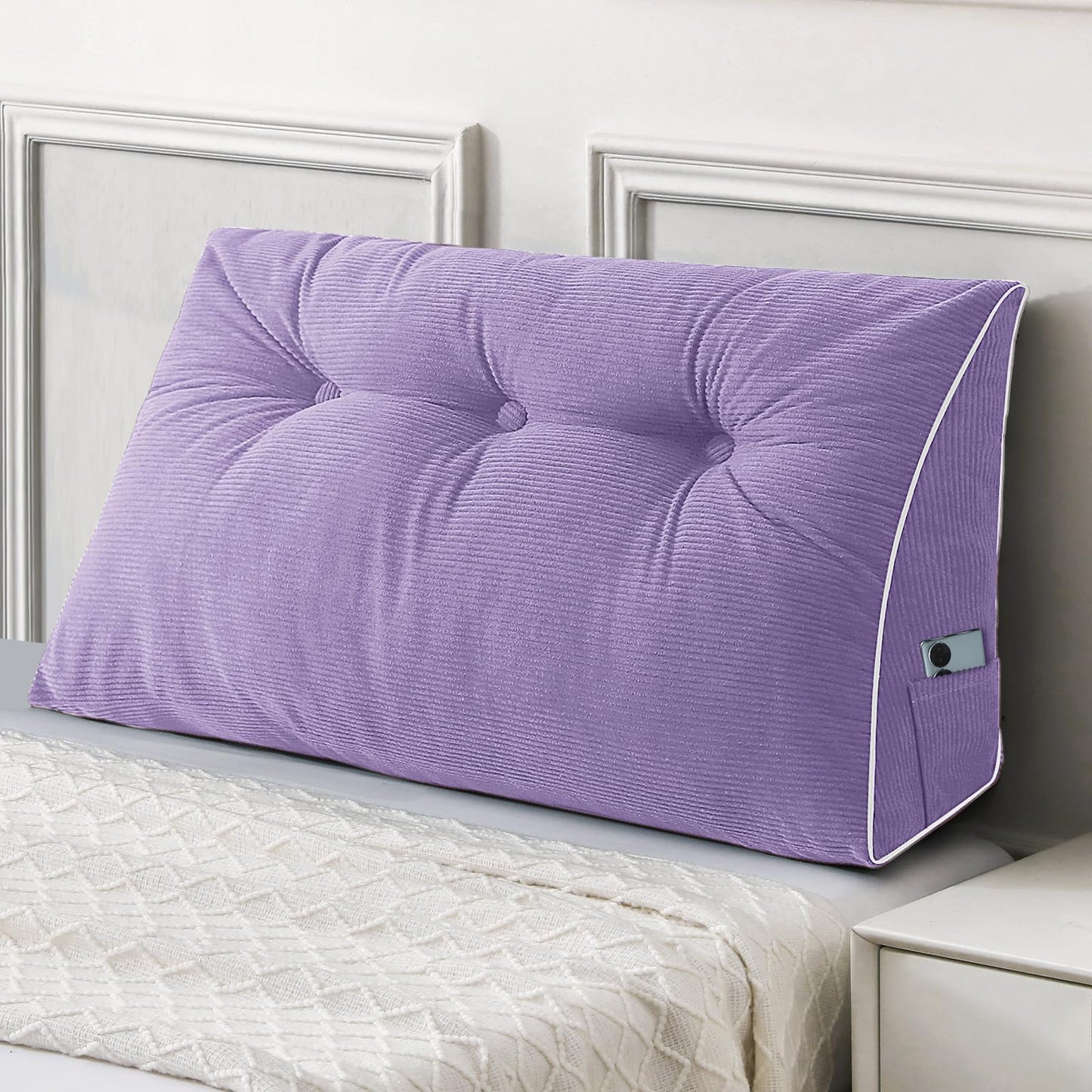 Sasttie Headboard Pillow Queen, Triangular Wedge Pillow Headboard, Wedge Headboard Pillow for Bed Sofa, Daybed Pillows for Sitting up, Reading or Working with Removable Cover, Dark Grey
