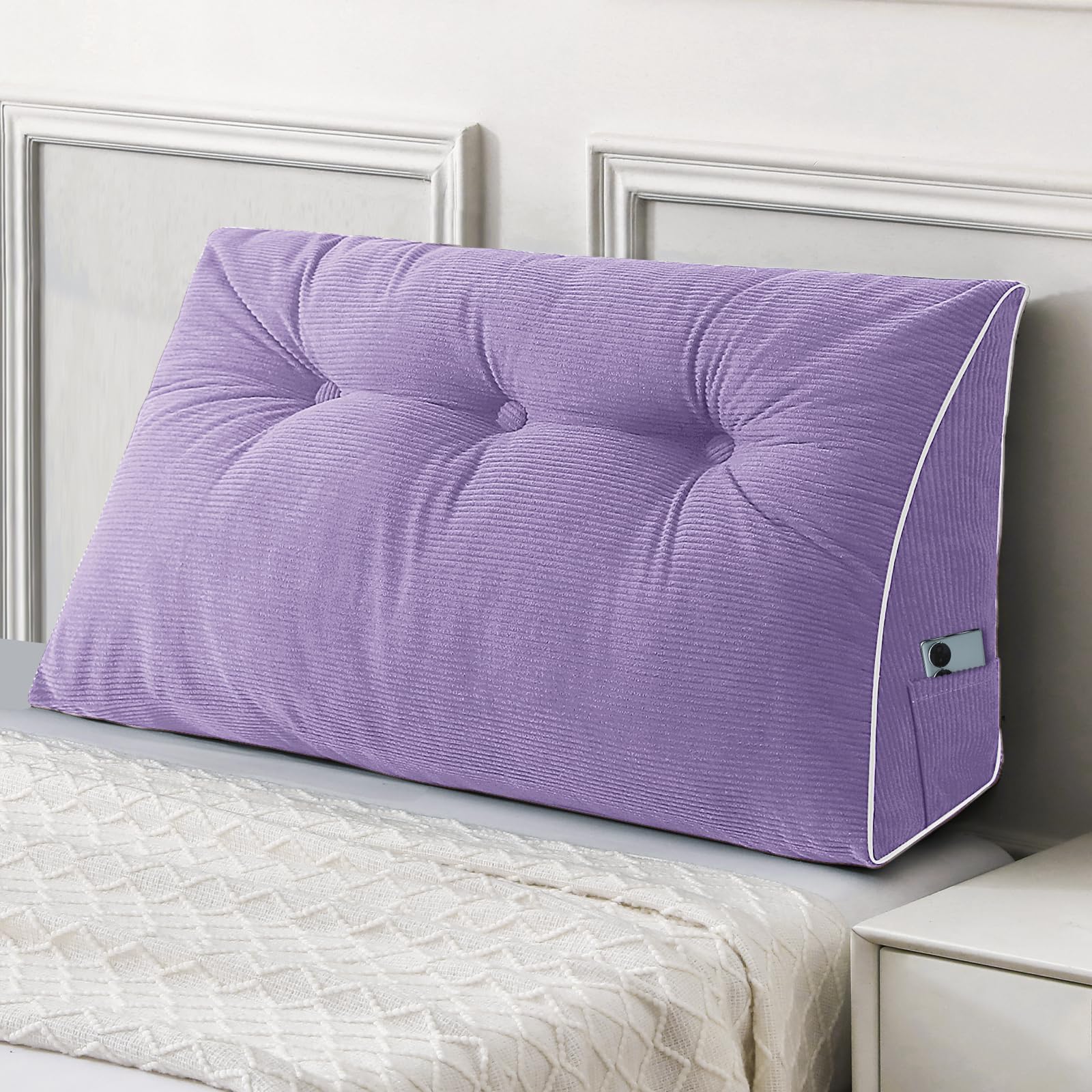 Sasttie Headboard Pillow Queen, Triangular Wedge Pillow Headboard, Wedge Headboard Pillow for Bed Sofa, Daybed Pillows for Sitting up, Reading or Working with Removable Cover, Dark Grey