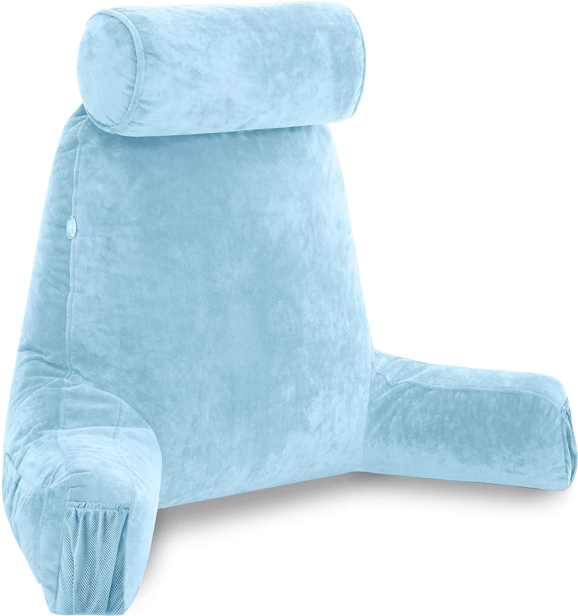 Husband Pillow XXL The Original for Adults - 30" Tall Backrest for Sitting Up in Bed - Firm Support Reading & Bed Rest Pillows for Adults, Neck Roll, Removable Cover - TV - Dark Grey