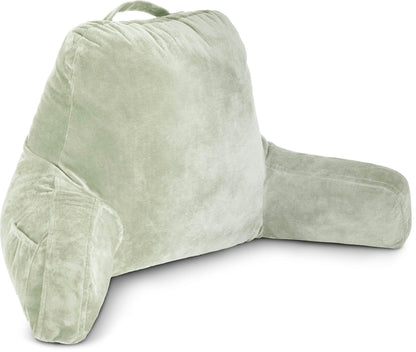 Husband Pillow XXL The Original for Adults - 30" Tall Backrest for Sitting Up in Bed - Firm Support Reading & Bed Rest Pillows for Adults, Neck Roll, Removable Cover - TV - Dark Grey