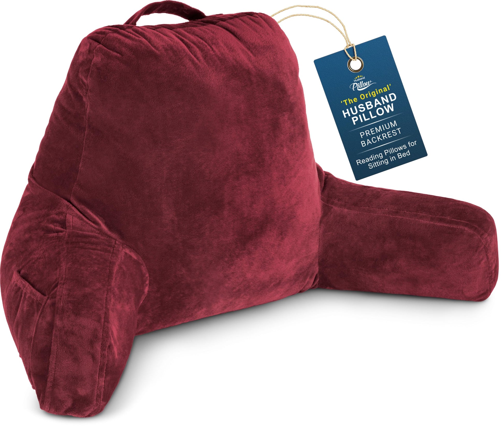 Husband Pillow XXL The Original for Adults - 30" Tall Backrest for Sitting Up in Bed - Firm Support Reading & Bed Rest Pillows for Adults, Neck Roll, Removable Cover - TV - Dark Grey