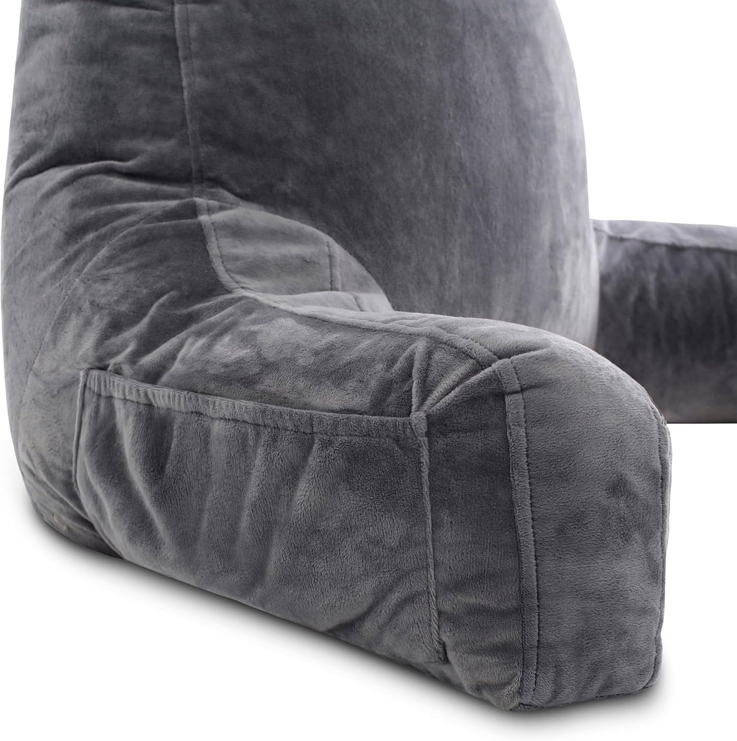 Husband Pillow XXL The Original for Adults - 30" Tall Backrest for Sitting Up in Bed - Firm Support Reading & Bed Rest Pillows for Adults, Neck Roll, Removable Cover - TV - Dark Grey