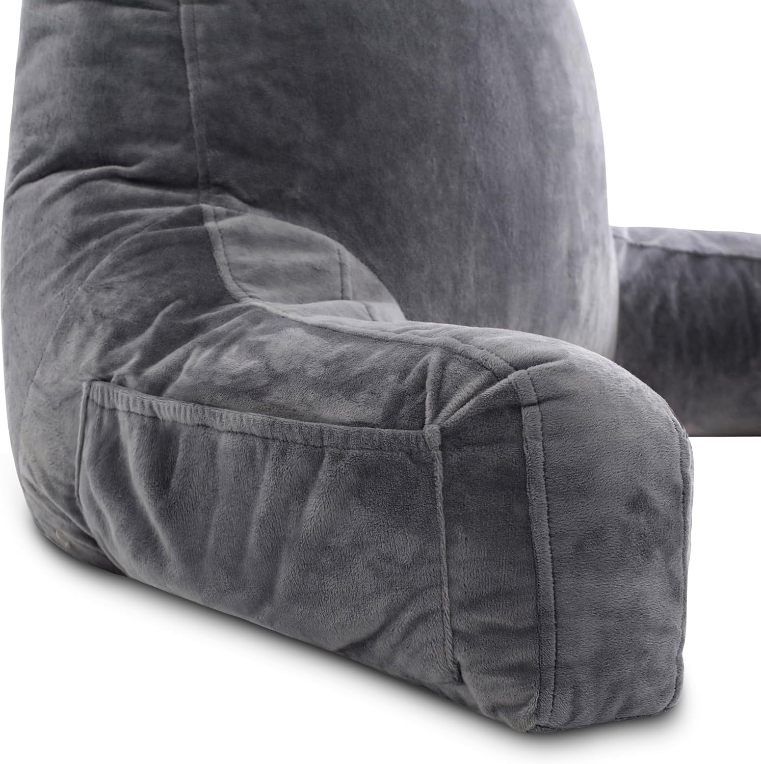 Husband Pillow XXL The Original for Adults - 30" Tall Backrest for Sitting Up in Bed - Firm Support Reading & Bed Rest Pillows for Adults, Neck Roll, Removable Cover - TV - Dark Grey