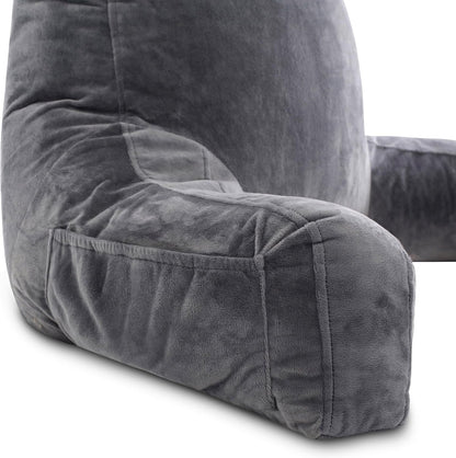 Husband Pillow XXL The Original for Adults - 30" Tall Backrest for Sitting Up in Bed - Firm Support Reading & Bed Rest Pillows for Adults, Neck Roll, Removable Cover - TV - Dark Grey