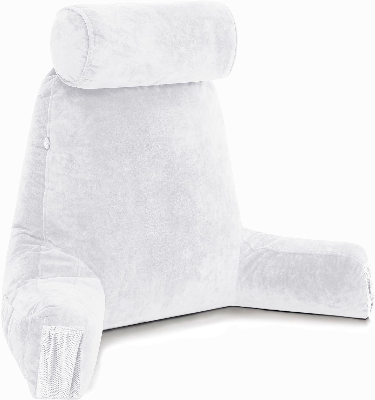 Husband Pillow XXL The Original for Adults - 30" Tall Backrest for Sitting Up in Bed - Firm Support Reading & Bed Rest Pillows for Adults, Neck Roll, Removable Cover - TV - Dark Grey