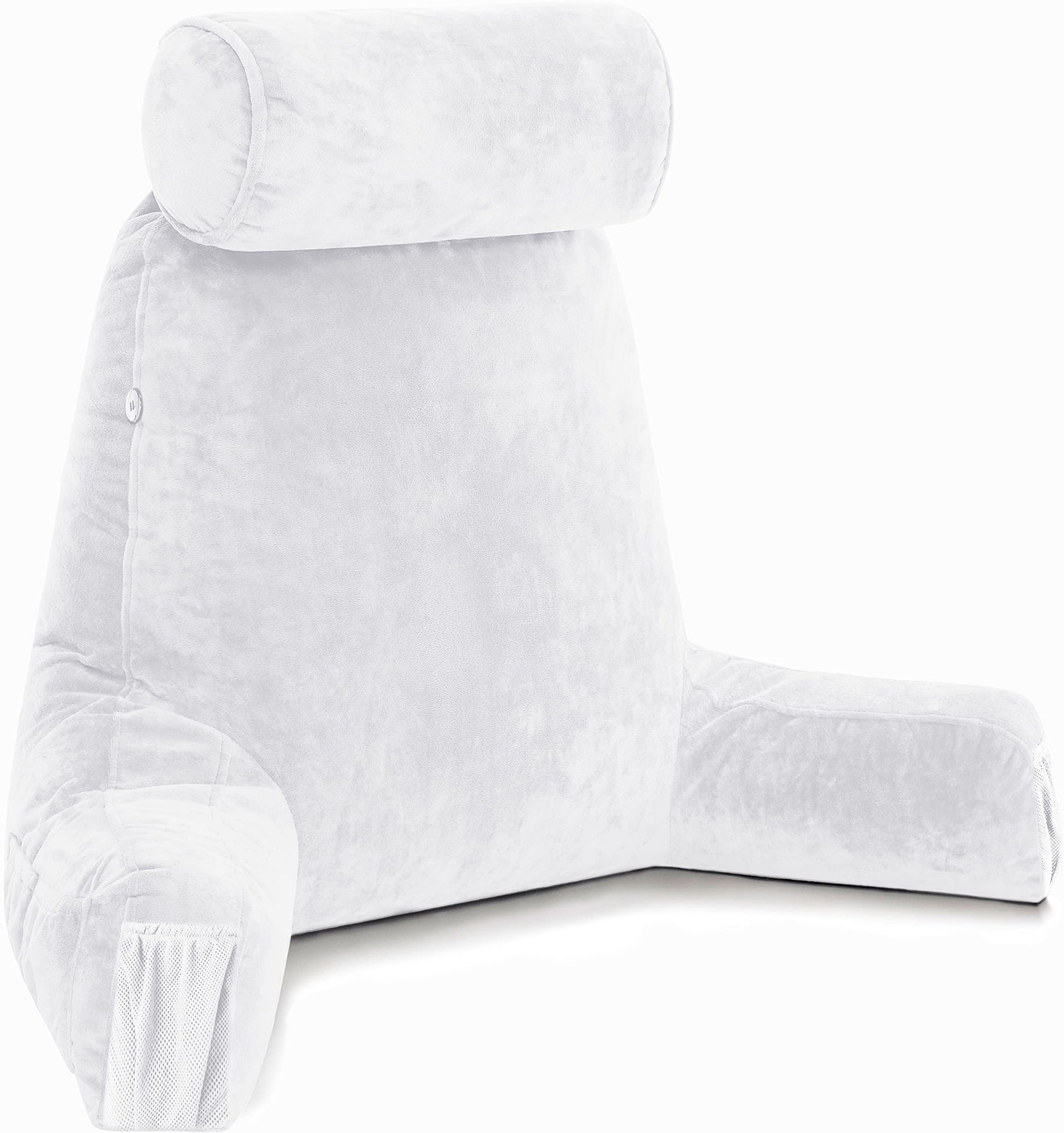 Husband Pillow XXL The Original for Adults - 30" Tall Backrest for Sitting Up in Bed - Firm Support Reading & Bed Rest Pillows for Adults, Neck Roll, Removable Cover - TV - Dark Grey