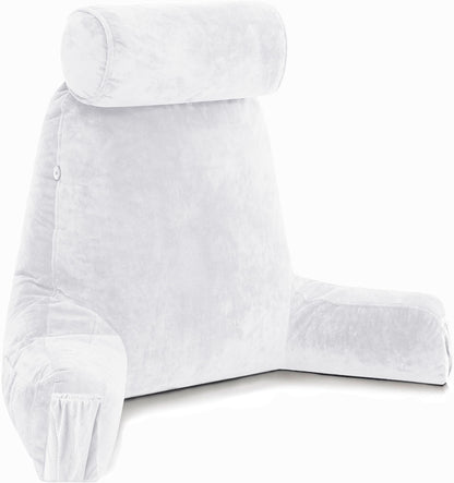Husband Pillow XXL The Original for Adults - 30" Tall Backrest for Sitting Up in Bed - Firm Support Reading & Bed Rest Pillows for Adults, Neck Roll, Removable Cover - TV - Dark Grey