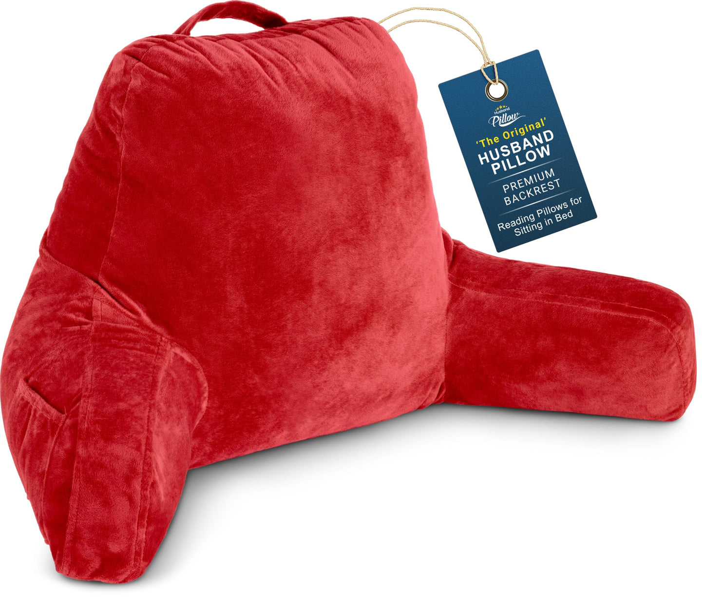 Husband Pillow XXL The Original for Adults - 30" Tall Backrest for Sitting Up in Bed - Firm Support Reading & Bed Rest Pillows for Adults, Neck Roll, Removable Cover - TV - Dark Grey