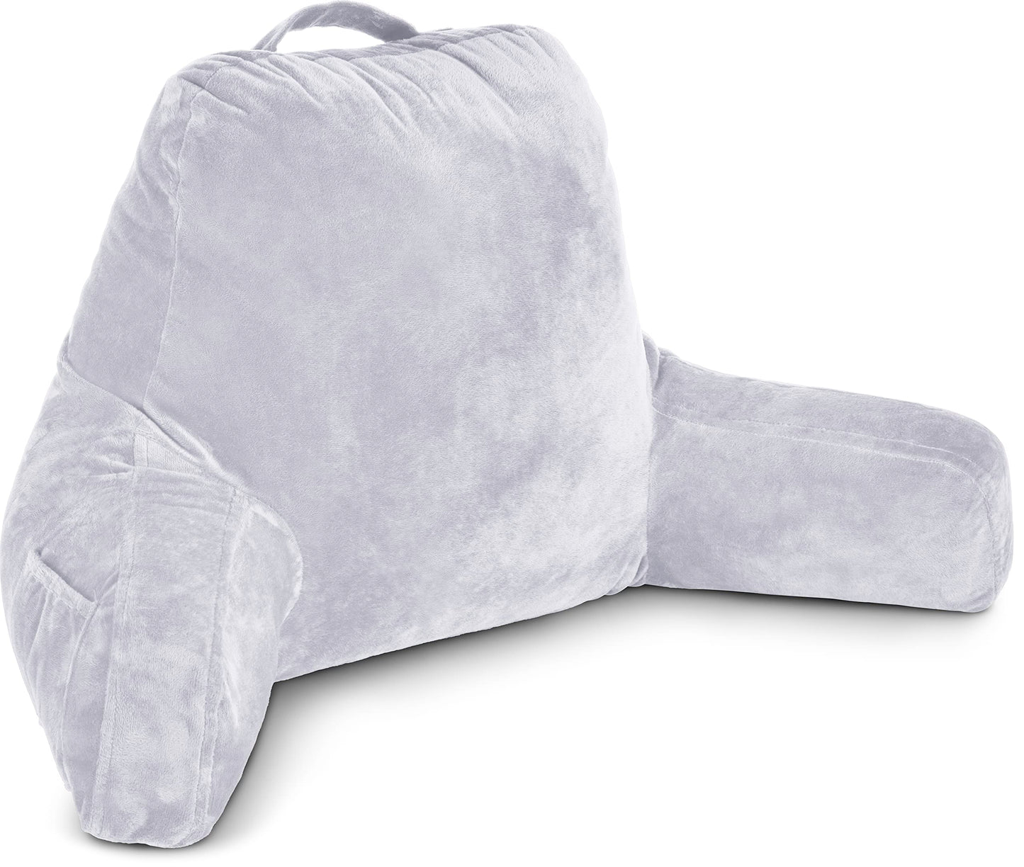 Husband Pillow XXL The Original for Adults - 30" Tall Backrest for Sitting Up in Bed - Firm Support Reading & Bed Rest Pillows for Adults, Neck Roll, Removable Cover - TV - Dark Grey