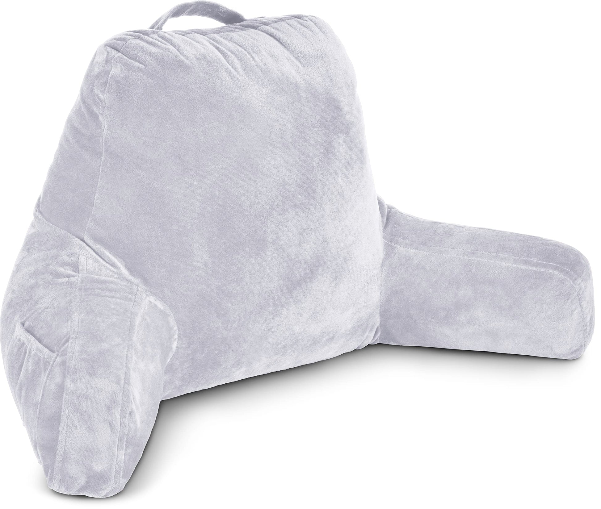 Husband Pillow XXL The Original for Adults - 30" Tall Backrest for Sitting Up in Bed - Firm Support Reading & Bed Rest Pillows for Adults, Neck Roll, Removable Cover - TV - Dark Grey