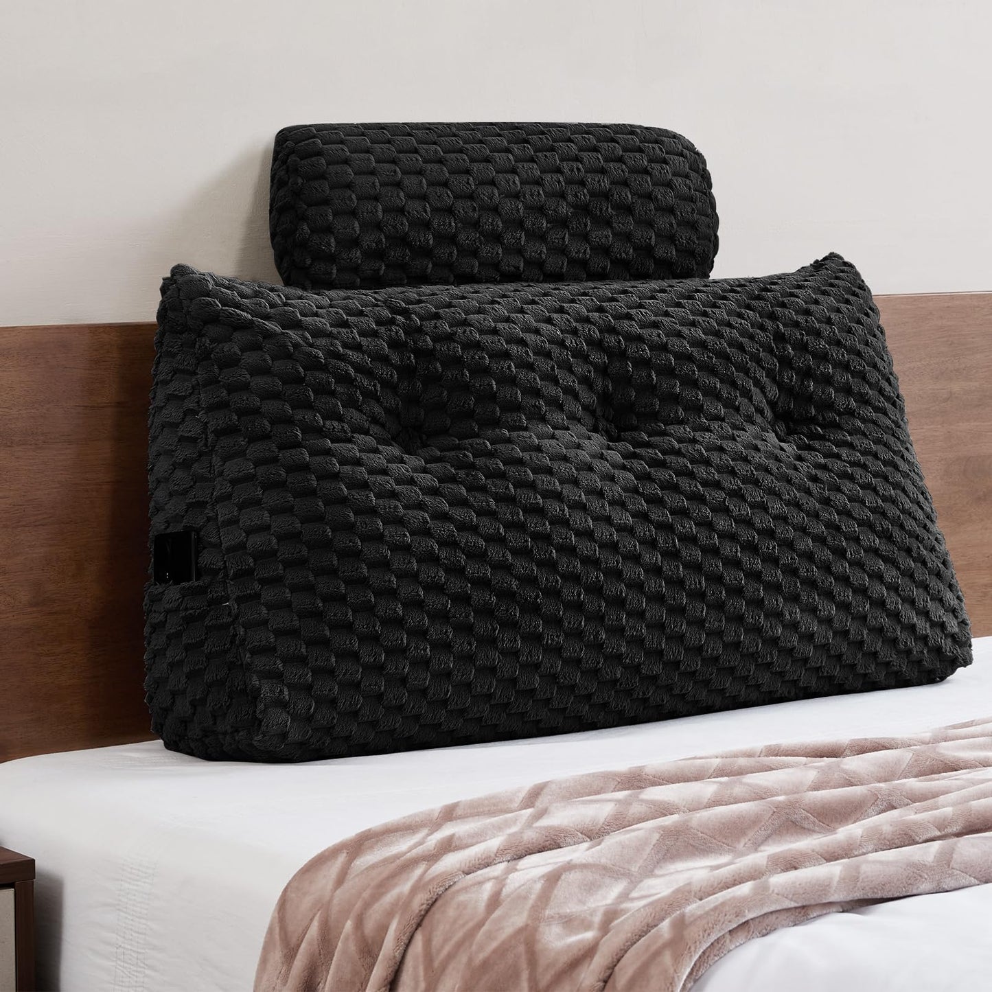 Wedge Headboard Pillow Queen- Bed Wedge Pillow for Headboard Triangular Headboard Pillow with Neck Roll Pillow-Large Bolster for Sitting in Bed Backrest Positioning Support (Grey,59x8x20 Inches)