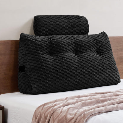 Wedge Headboard Pillow Queen- Bed Wedge Pillow for Headboard Triangular Headboard Pillow with Neck Roll Pillow-Large Bolster for Sitting in Bed Backrest Positioning Support (Grey,59x8x20 Inches)