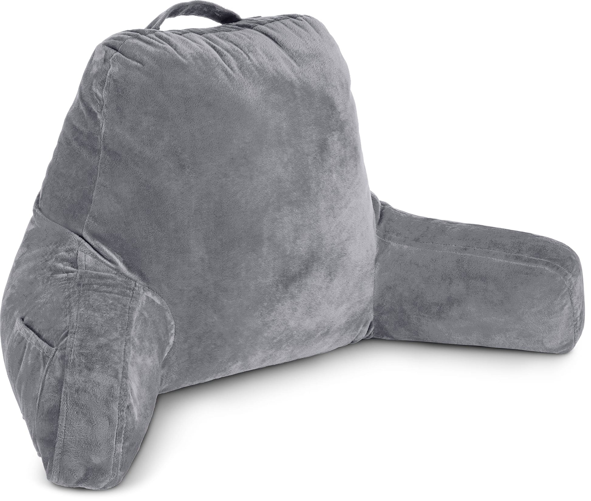 Husband Pillow XXL The Original for Adults - 30" Tall Backrest for Sitting Up in Bed - Firm Support Reading & Bed Rest Pillows for Adults, Neck Roll, Removable Cover - TV - Dark Grey