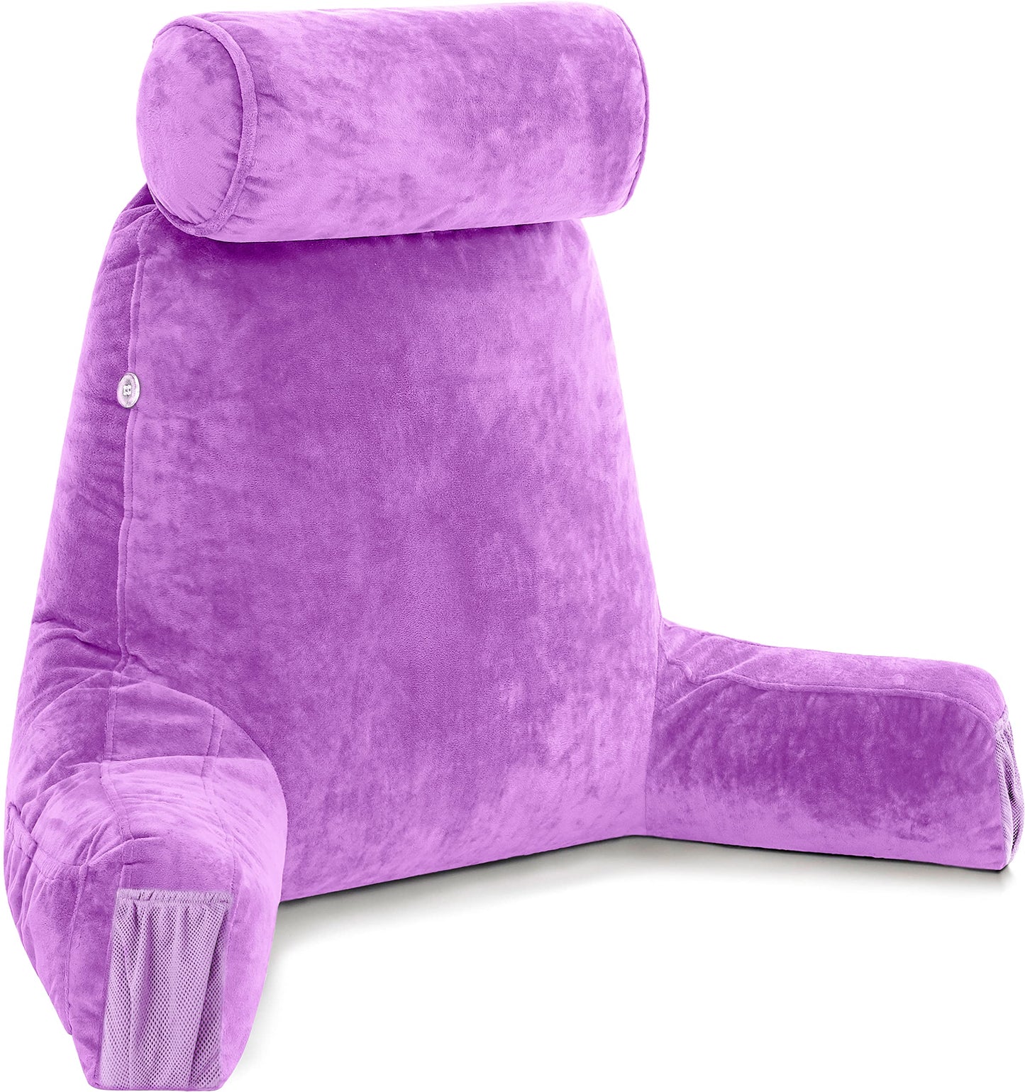 Husband Pillow XXL The Original for Adults - 30" Tall Backrest for Sitting Up in Bed - Firm Support Reading & Bed Rest Pillows for Adults, Neck Roll, Removable Cover - TV - Dark Grey